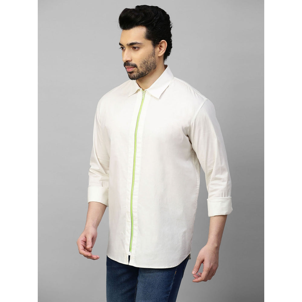 Echke White Shirt with Neon Zip Detail and Cross Embellishment on The Back