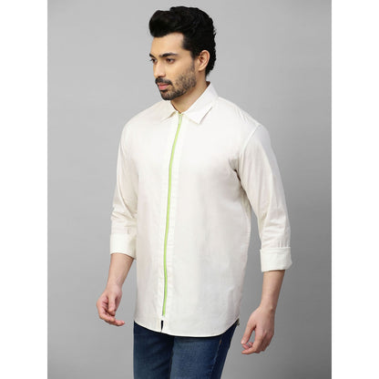 Echke White Shirt with Neon Zip Detail and Cross Embellishment on The Back