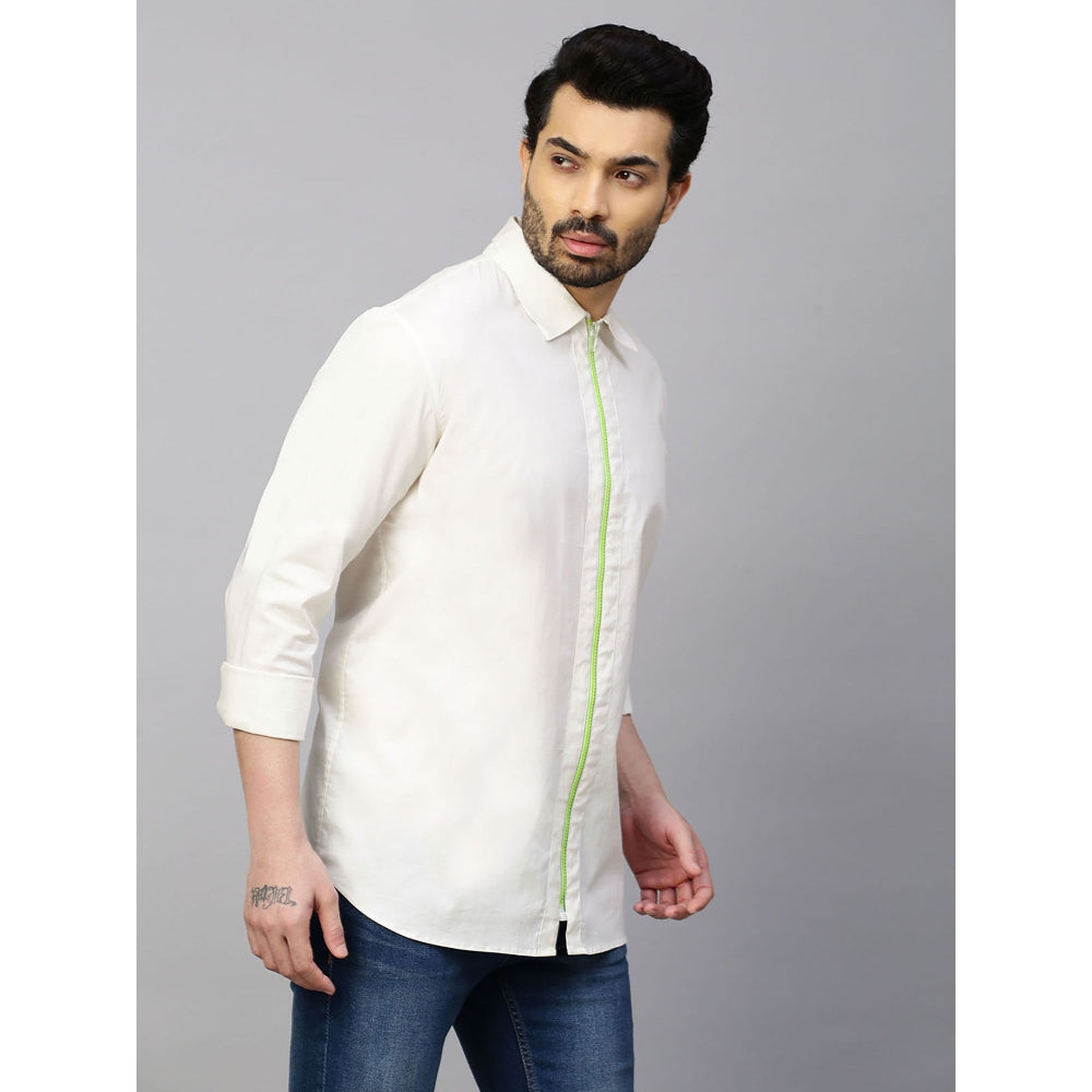 Echke White Shirt with Neon Zip Detail and Cross Embellishment on The Back
