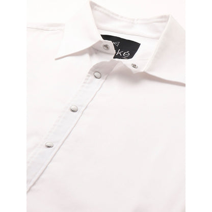 Echke White Shirt with Multicolor Patchwork on One Sleeve