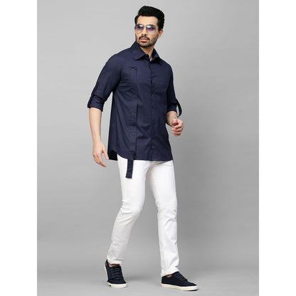 Echke Dark Blue Shirt with Double Placket