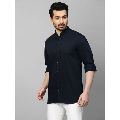 Echke Blue Shirt with Stand Chinese Collar and 3 Plackets