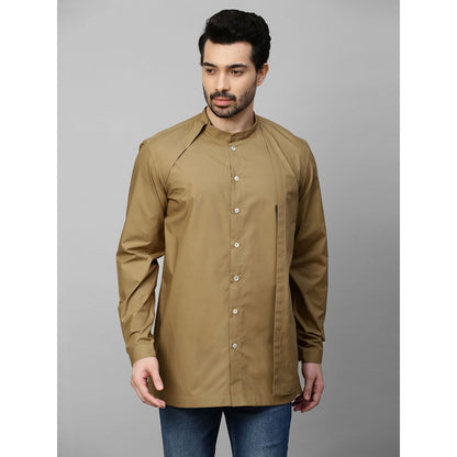 Echke Khaki Shirt with Extra Panel on One Side