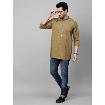 Echke Khaki Shirt with Extra Panel on One Side