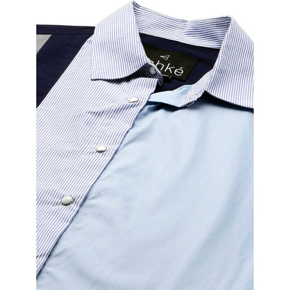 Echke Light Blue Shirt with Grey Dark Blue and Blue Stripes Panel on One Side