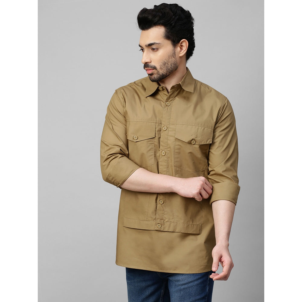 Echke Dark Khaki Shirt with Double Flap Feature