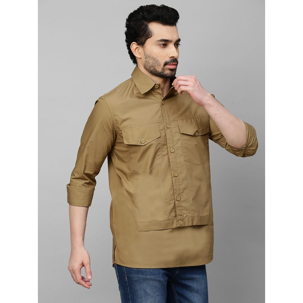 Echke Dark Khaki Shirt with Double Flap Feature