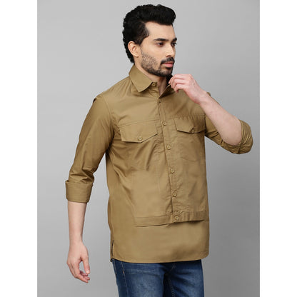 Echke Dark Khaki Shirt with Double Flap Feature