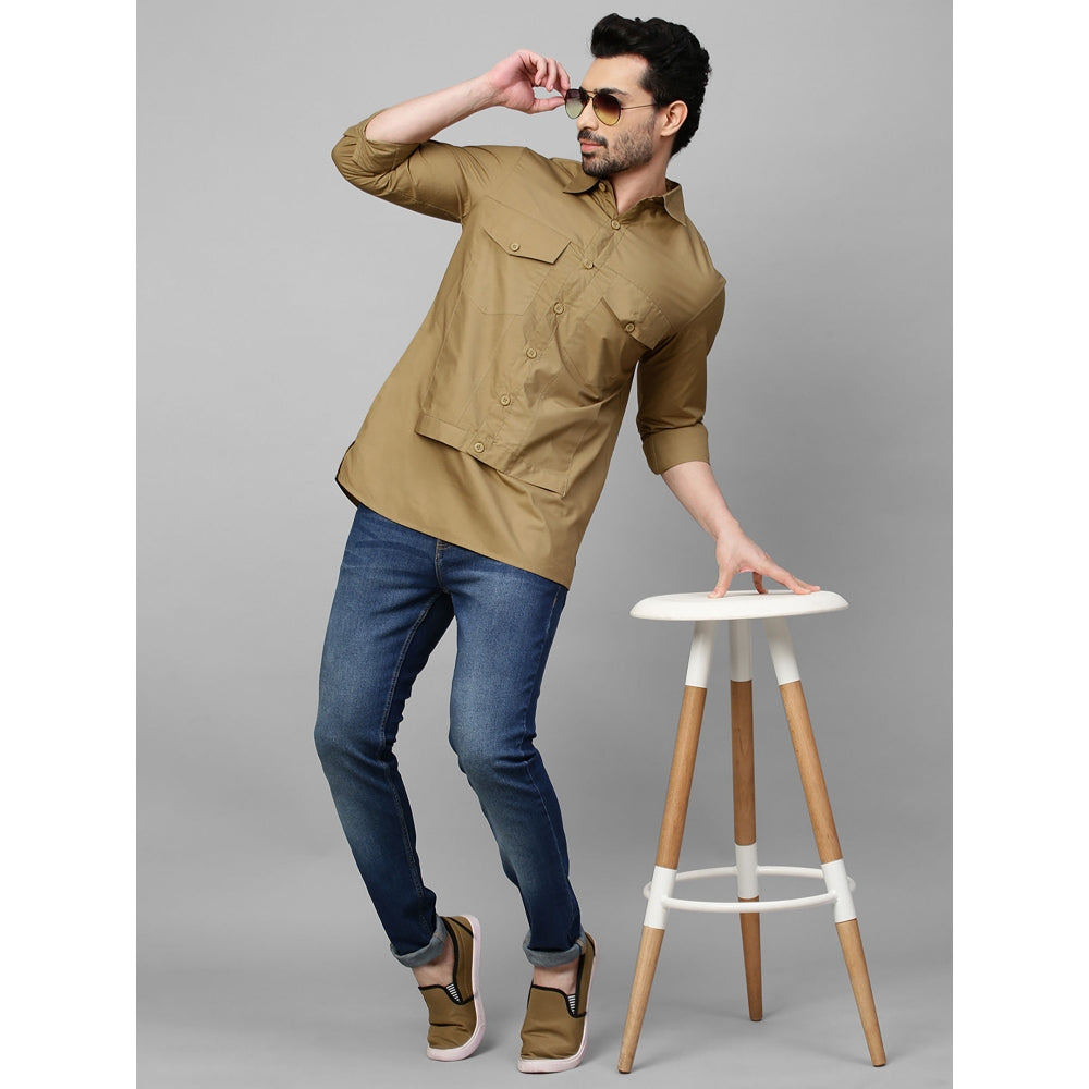 Echke Dark Khaki Shirt with Double Flap Feature
