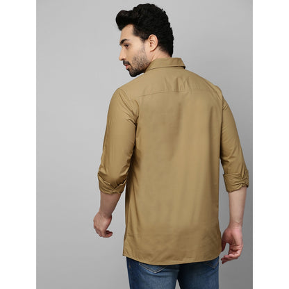 Echke Dark Khaki Shirt with Double Flap Feature