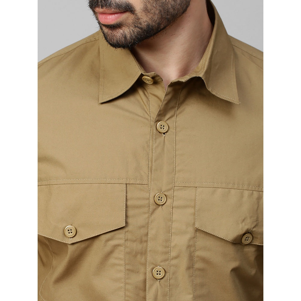 Echke Dark Khaki Shirt with Double Flap Feature