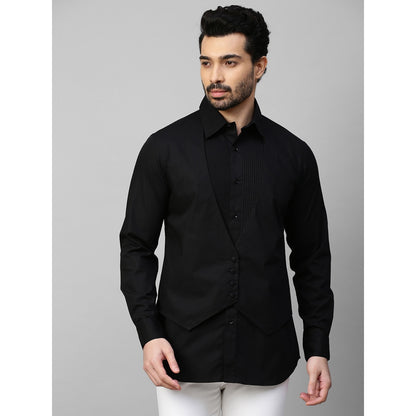 Echke Black Waistcoat Feature Shirt Pintucks and 4 Self Buttons