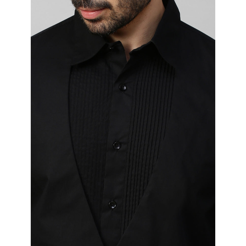 Echke Black Waistcoat Feature Shirt Pintucks and 4 Self Buttons