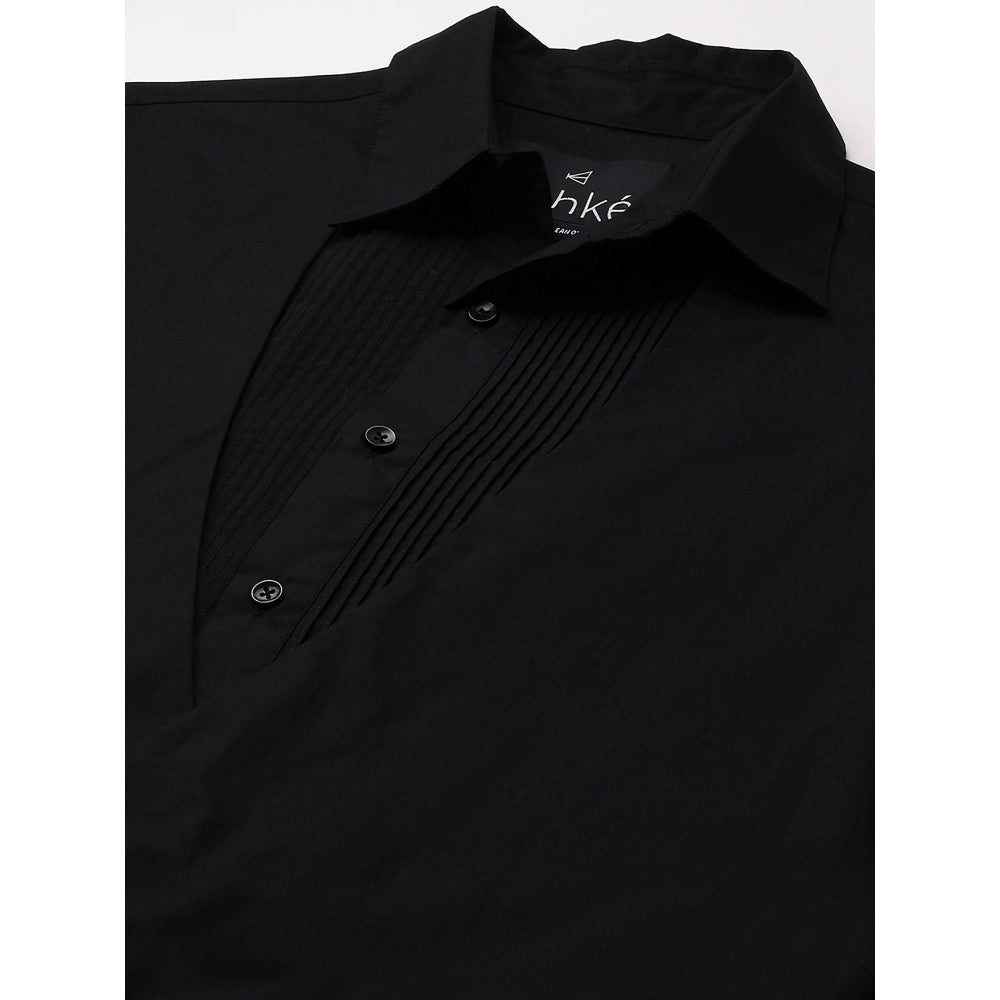 Echke Black Waistcoat Feature Shirt Pintucks and 4 Self Buttons