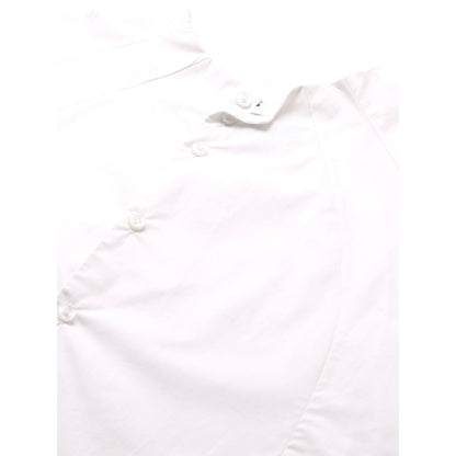 Echke White Linen High Neck Shirt