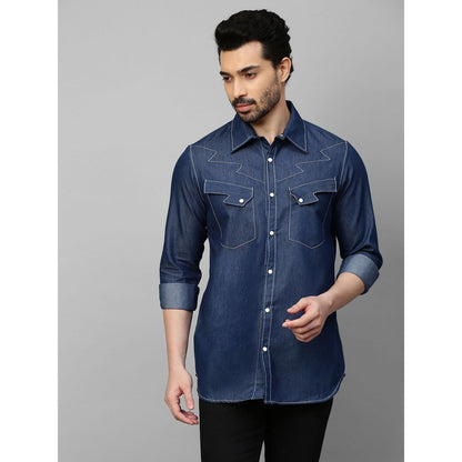 Echke Denim Shirt with White Stitching and Lightning Feature