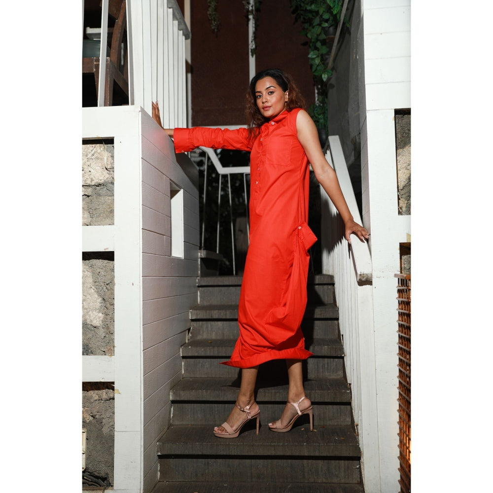 Echke Shirt Dress with Collar Feature at the Bottom