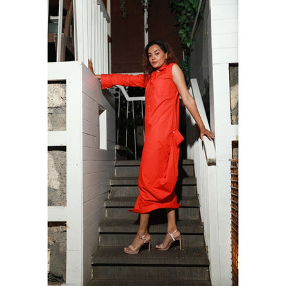 Echke Shirt Dress with Collar Feature at the Bottom