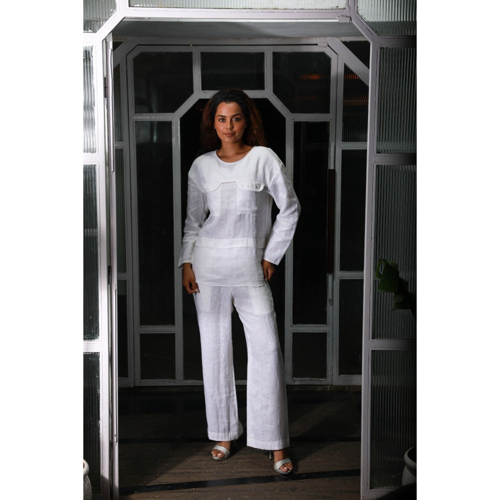 Echke Pocket Feature Top and Straight Pant Co-Ord (Set of 2)