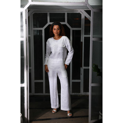 Echke Pocket Feature Top and Straight Pant Co-Ord (Set of 2)