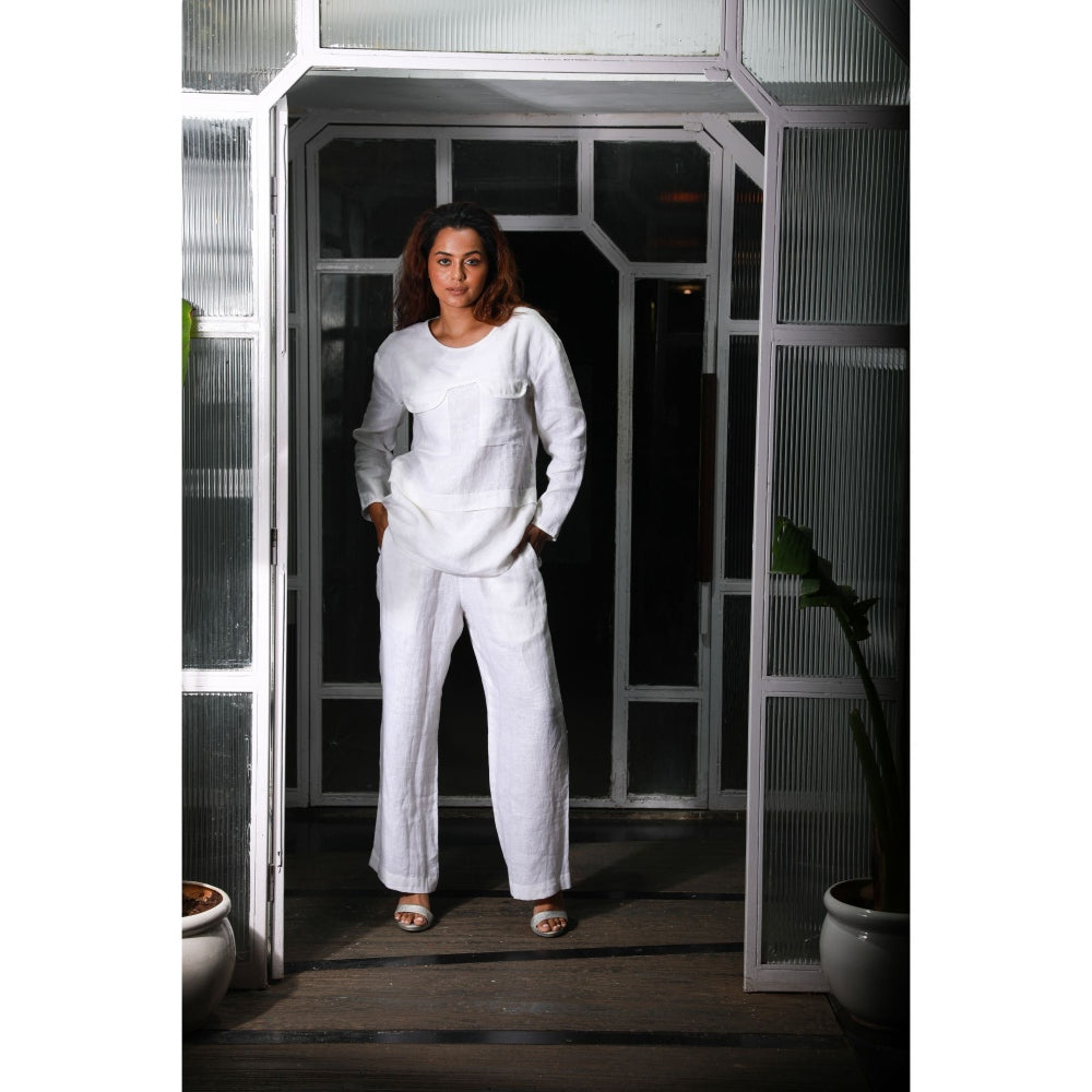 Echke Pocket Feature Top and Straight Pant Co-Ord (Set of 2)