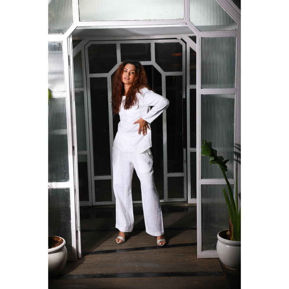Echke Pocket Feature Top and Straight Pant Co-Ord (Set of 2)