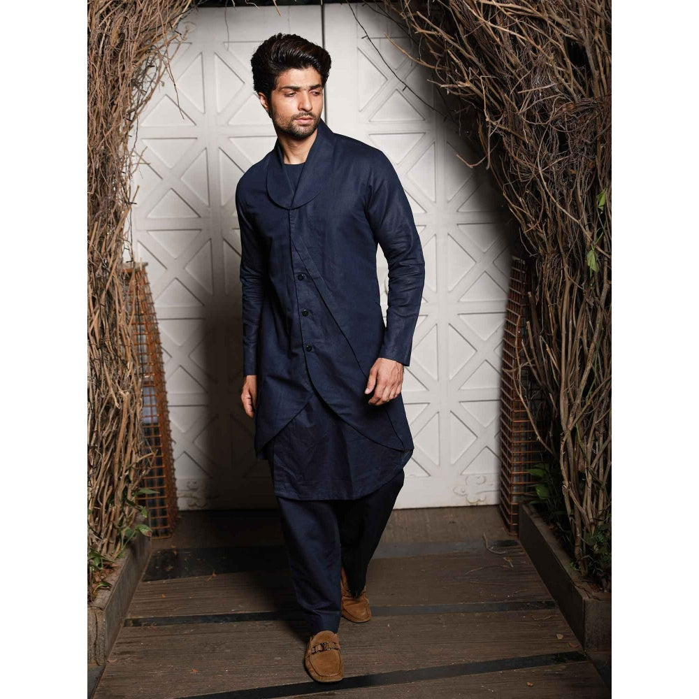 Echke Blue Linen Co-ord (Set of 2)