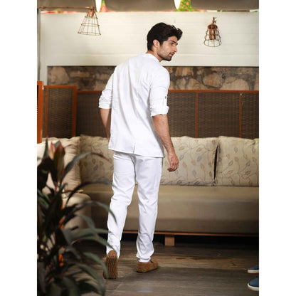 Echke White Co-ord with Slits (Set of 2)