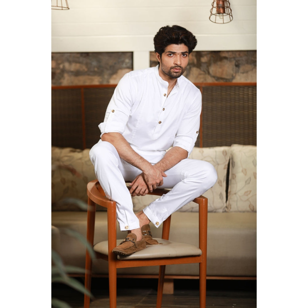 Echke White Co-ord with Slits (Set of 2)
