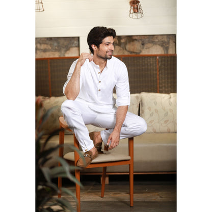 Echke White Co-ord with Slits (Set of 2)