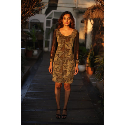 Echke Short Dress with Tassle Sleeves