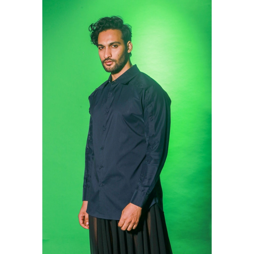 Echke Navy Blue Solid Shirt
