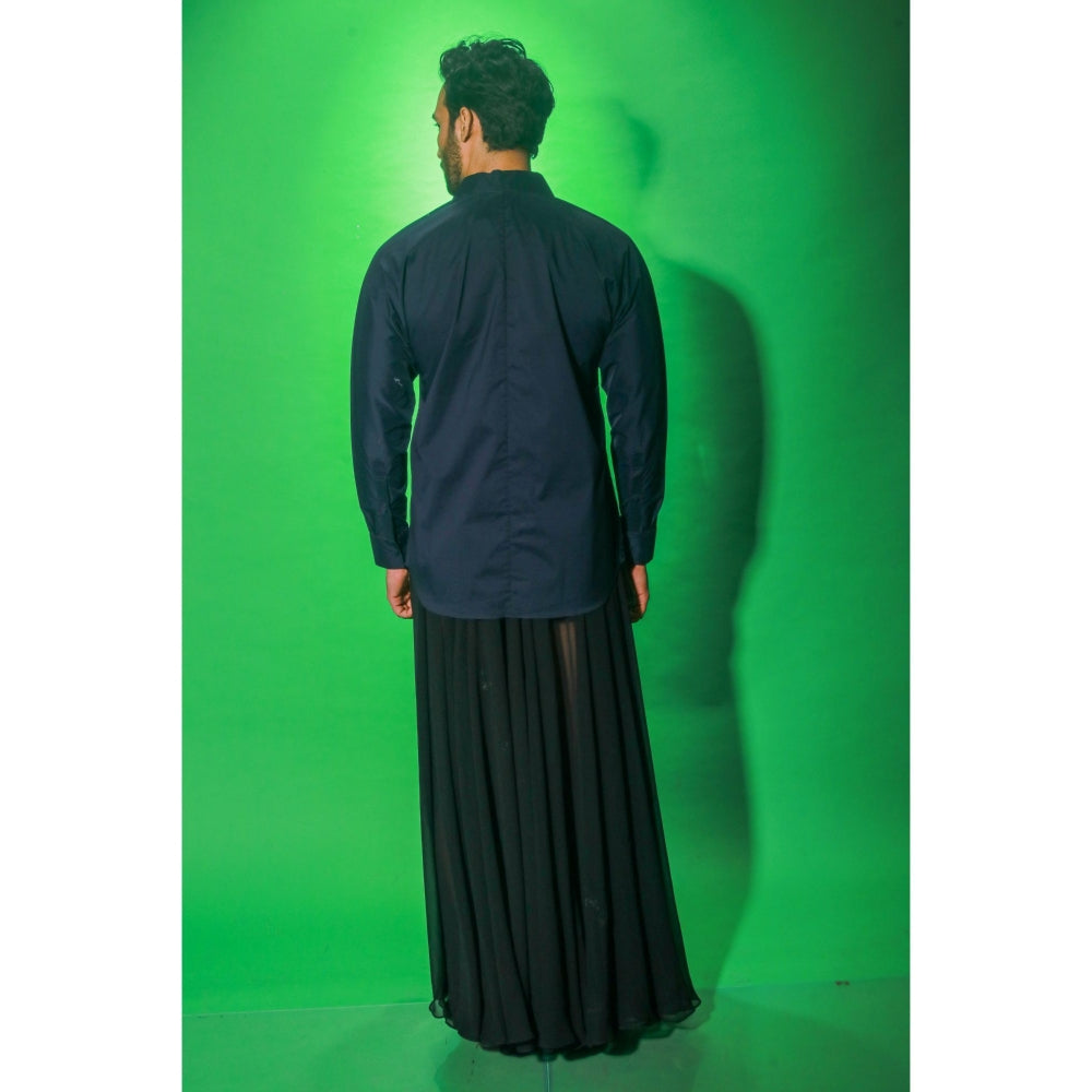 Echke Navy Blue Solid Shirt