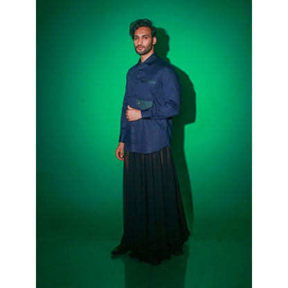 Echke Navy Blue Solid Shirt