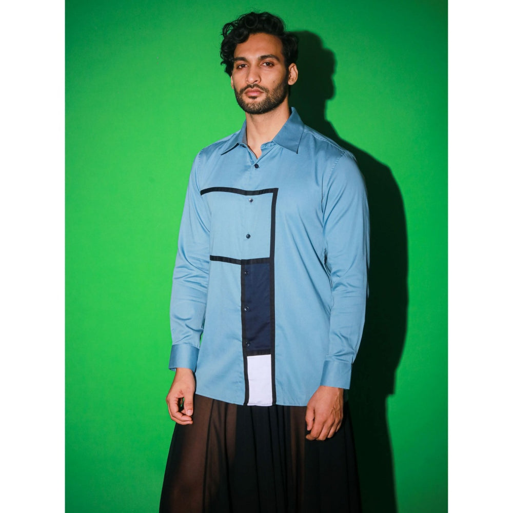 Echke Light Blue Colorblock Shirt