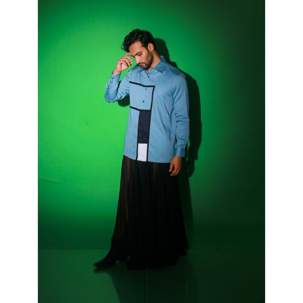 Echke Light Blue Colorblock Shirt