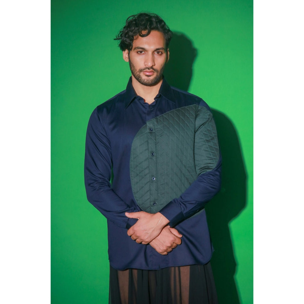 Echke Navy Blue Quilted Shirt