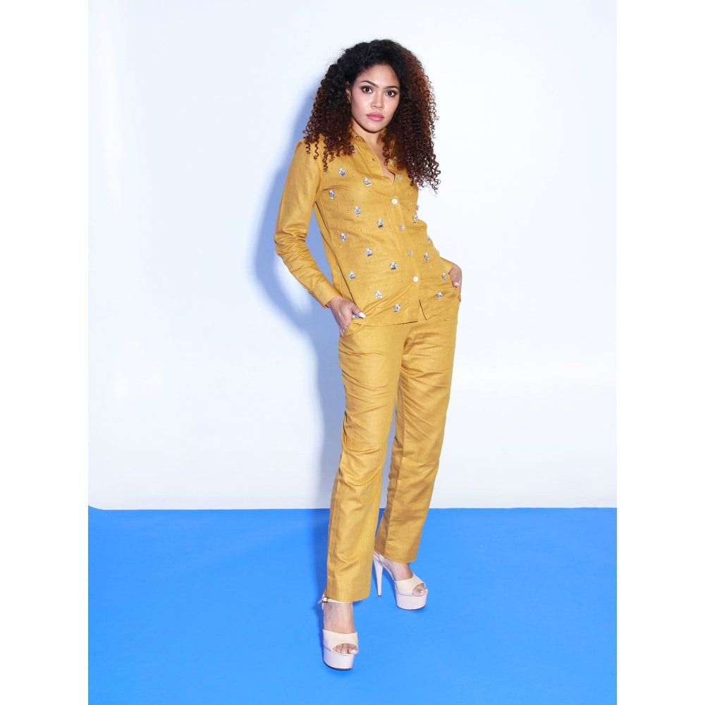 Echke Ochre Co-Ord with Embroidery (Set of 2)