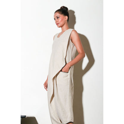 Echke Ecru Asymmetric Sleeveless Jumpsuit