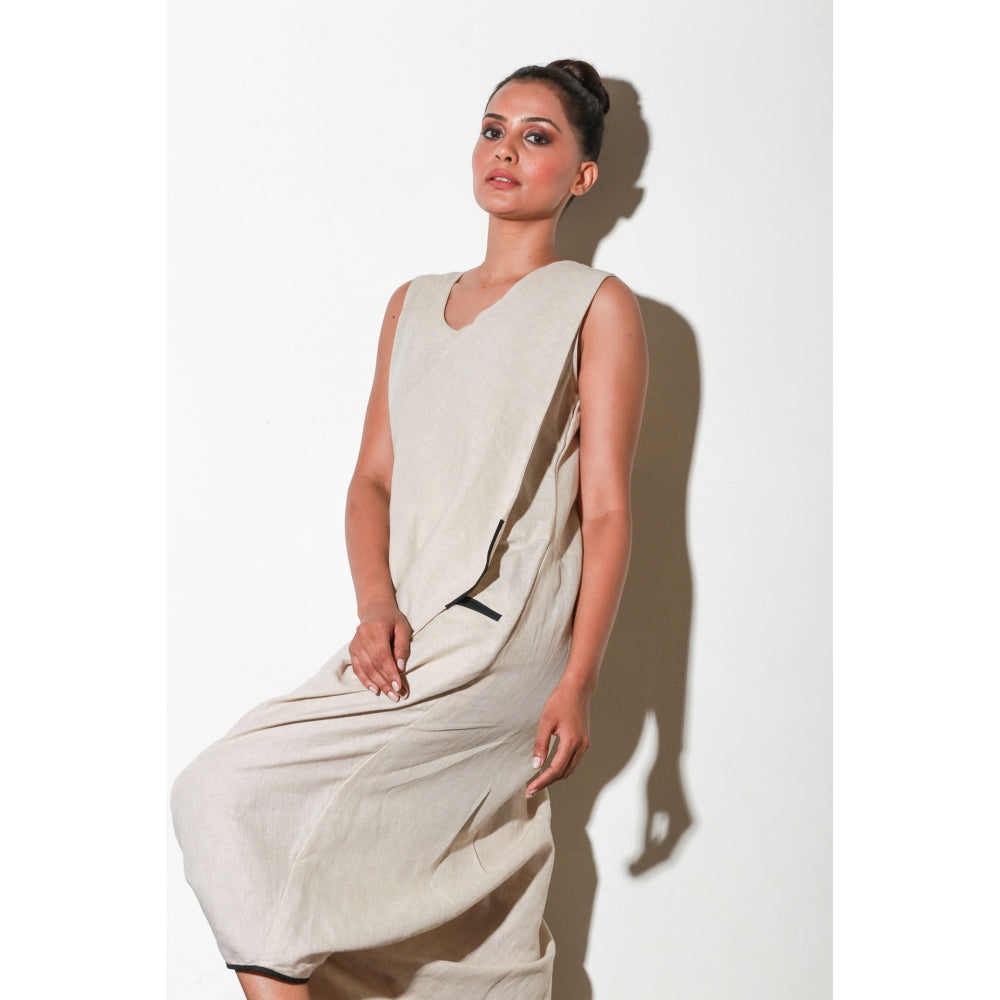 Echke Ecru Asymmetric Sleeveless Jumpsuit