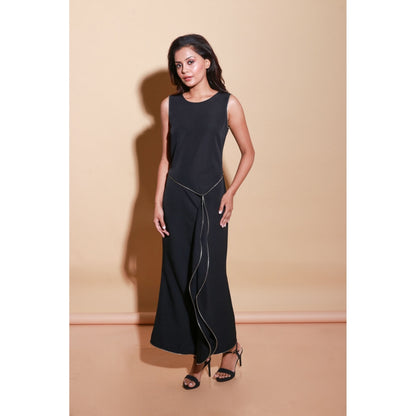 Echke Long Dress with Zipper Front Side Trail