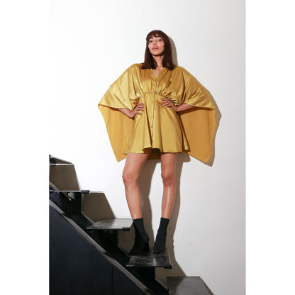 Echke Mustard Milano Dress with Back Slit And Zipper