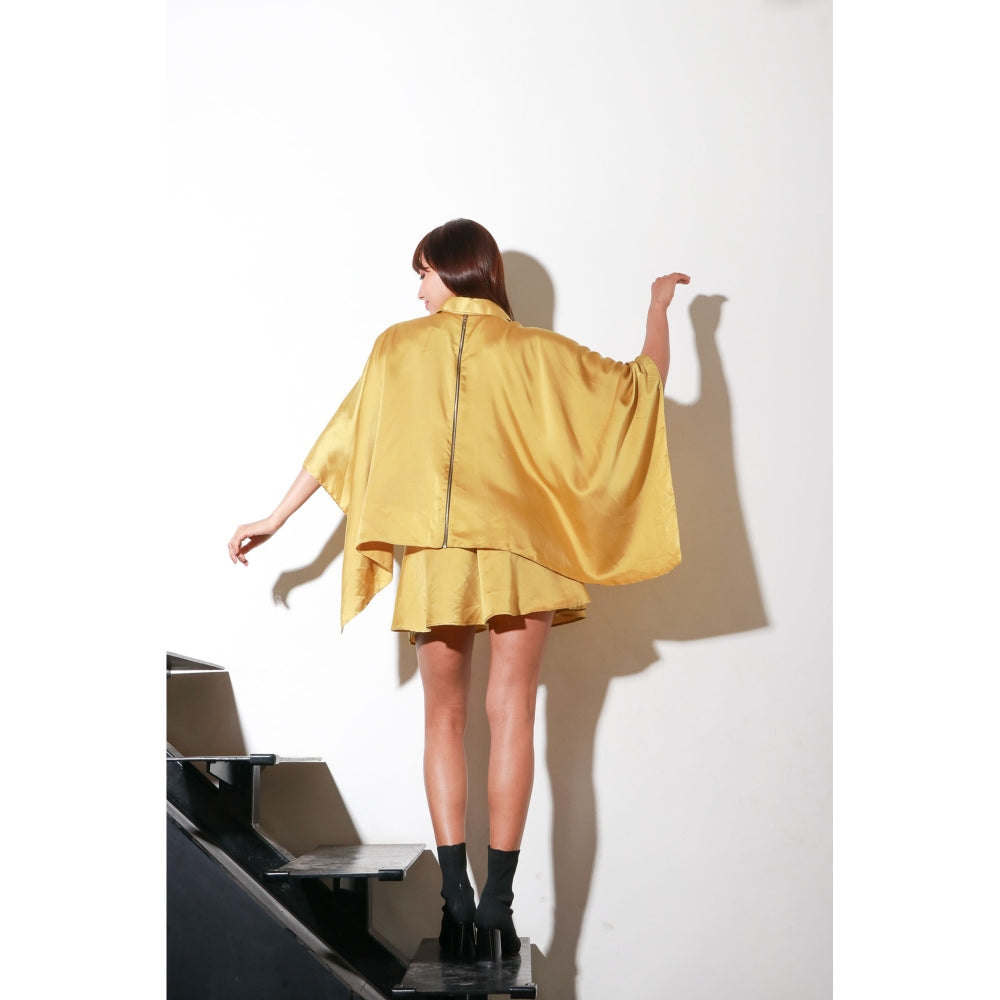 Echke Mustard Milano Dress with Back Slit And Zipper