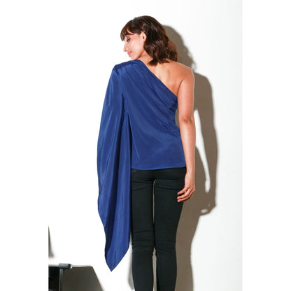 Echke One Shoulder Top with Drape And Diamonte Shoulder Feature