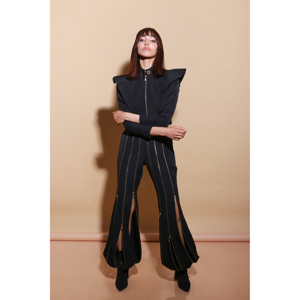 Echke Black Zippered Co-Ord (Set of 2)