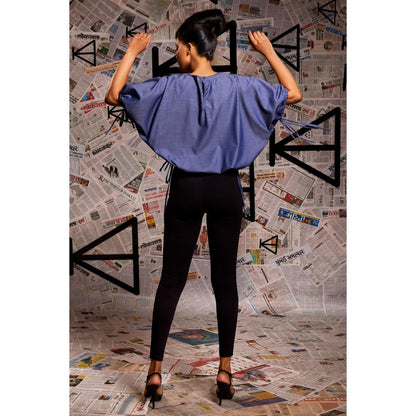 Echke Cotton Denim Balloon Top
