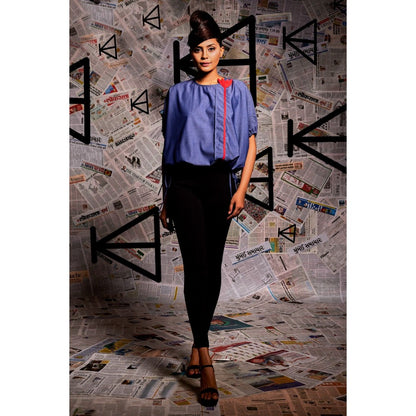 Echke Cotton Denim Balloon Top