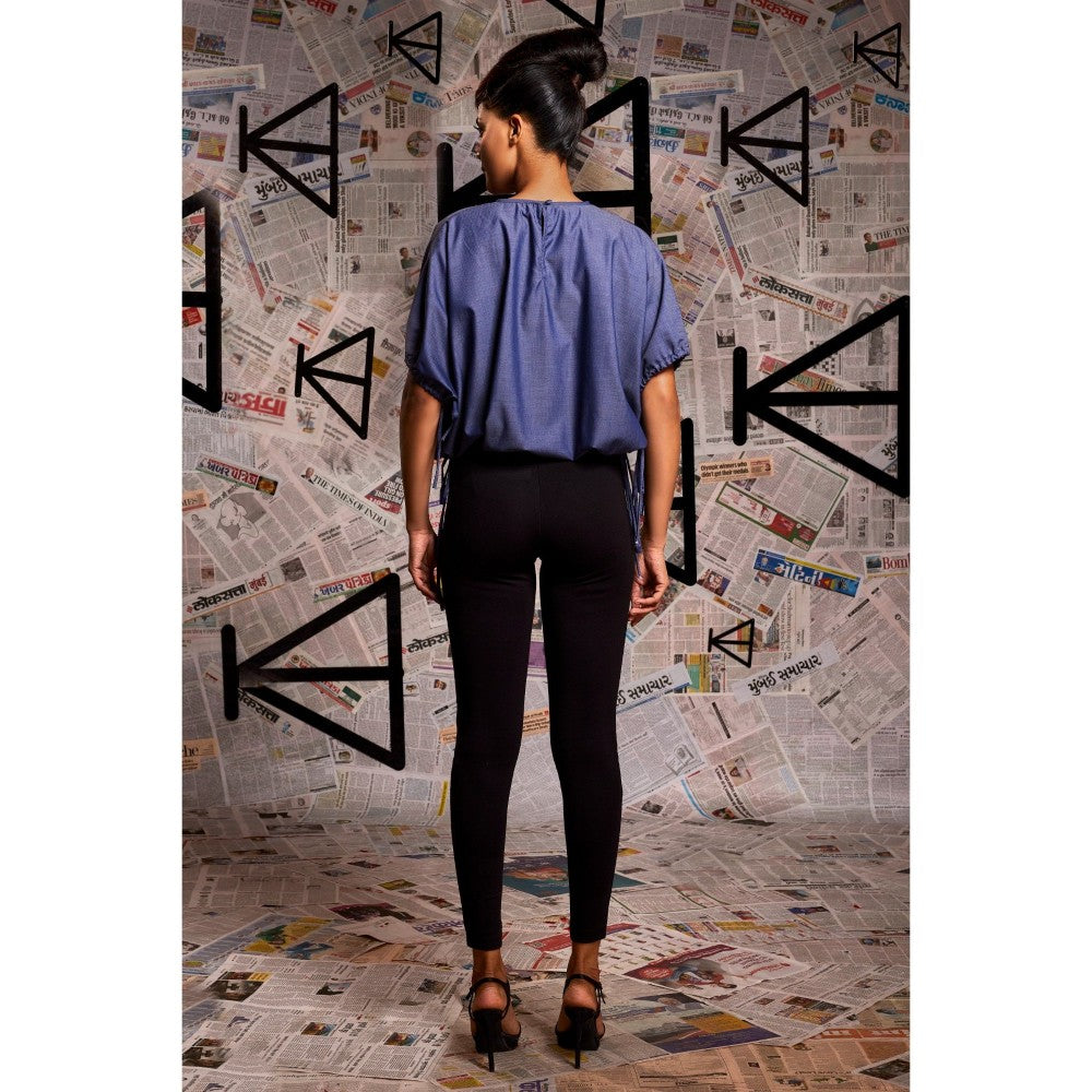 Echke Cotton Denim Balloon Top