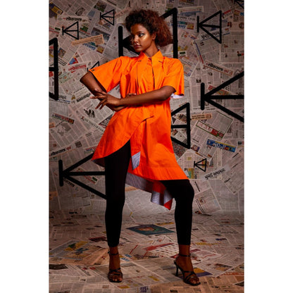 Echke Orange Asymmetrical Top