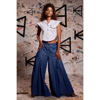 Echke Cotton Top and Denim Bulky Pant (Set of 2)